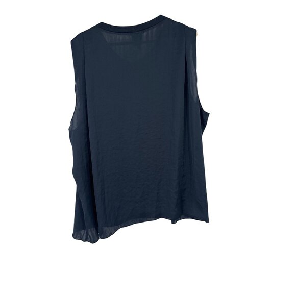 Cabi Womens Sleeveless Navy Blouse satin top Size Large - Picture 3 of 4